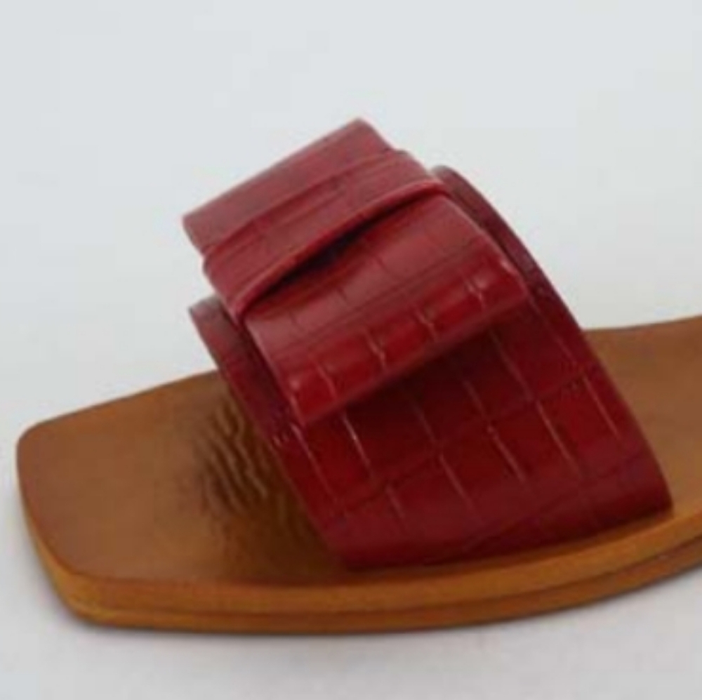Bamboo red croc bow chic sandals - Picture 3 of 3